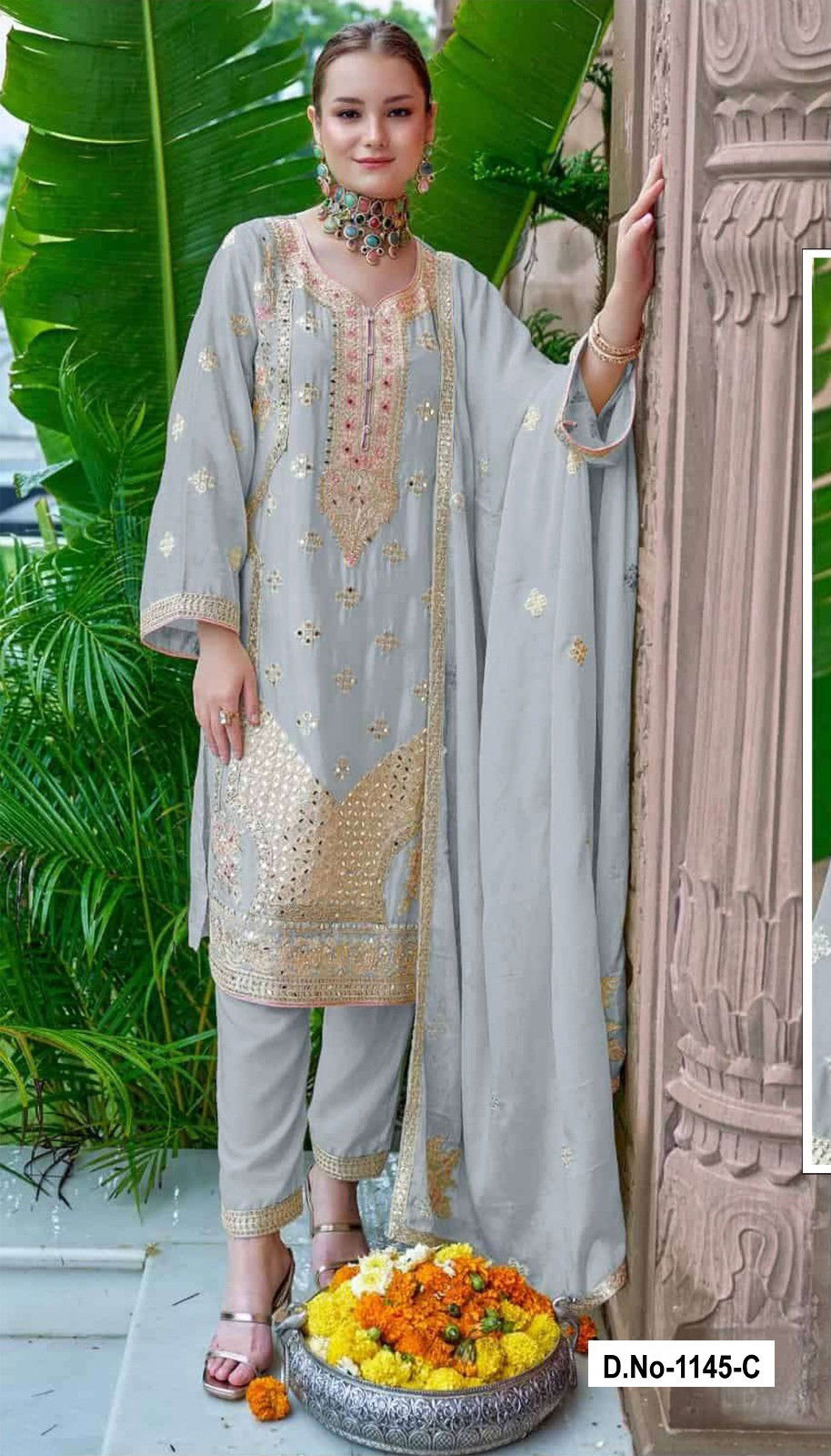 Hit 1145 A To D Chinon by Super Embroidered Salwar Suits Collection